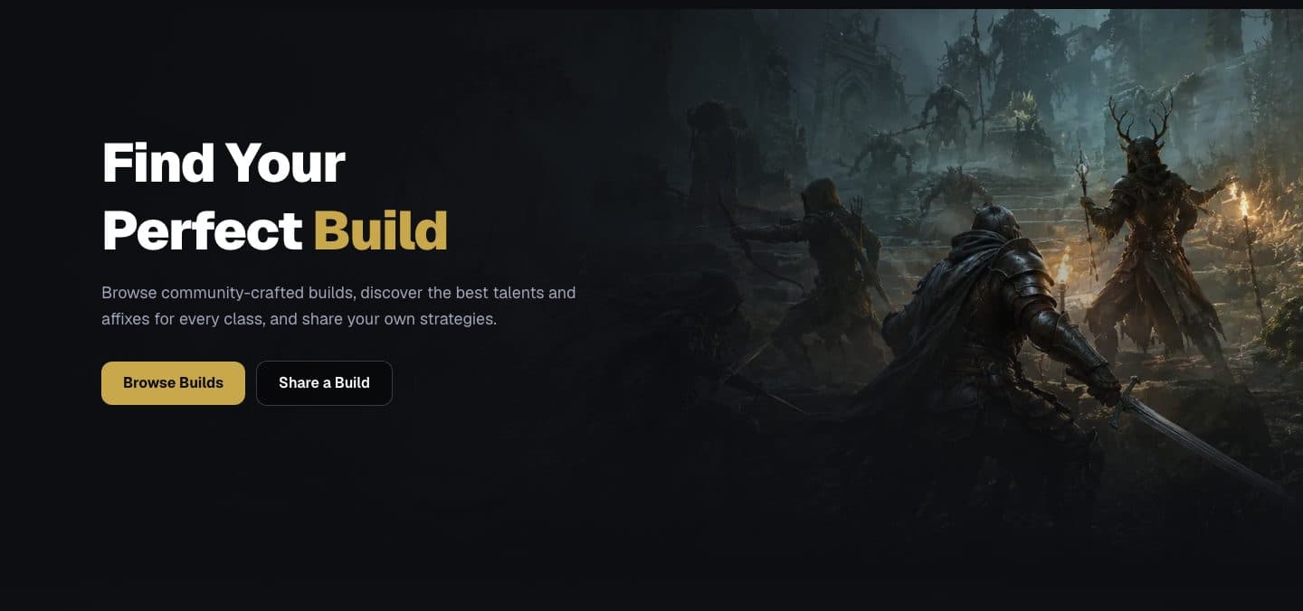 Hero section of the live build-planner, anonymized